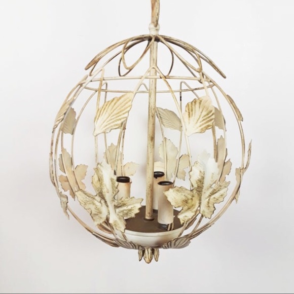 Vintage Other - Vintage Tole Light Bird Cage Hanging Chandlier